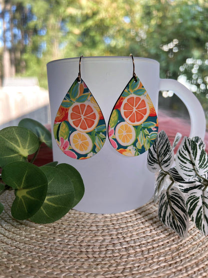 Lemon & Orange Teardrop Earrings