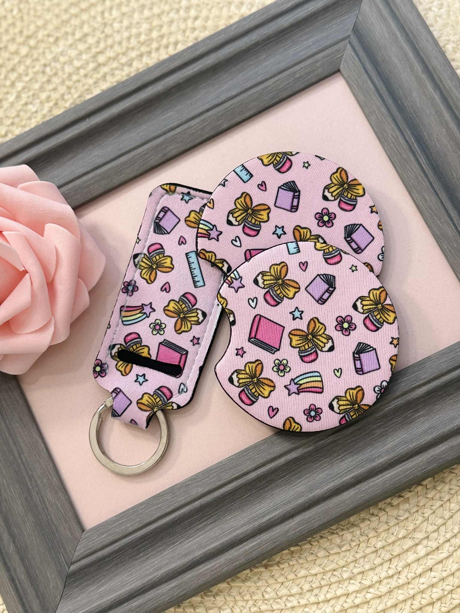 Bows and Pencil Lip Balm Holder Keychain