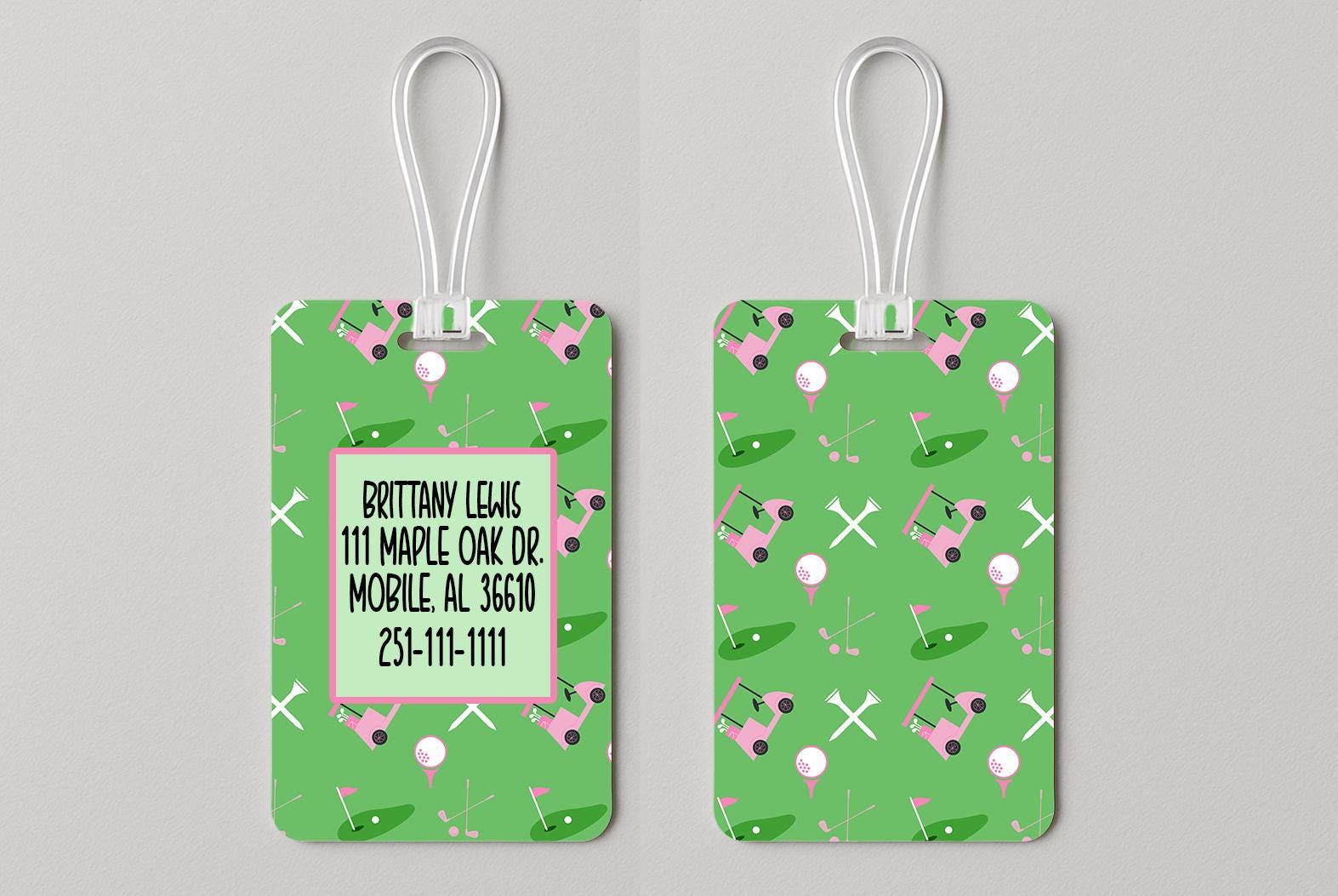 Personalized Golf Cart Bag Tag