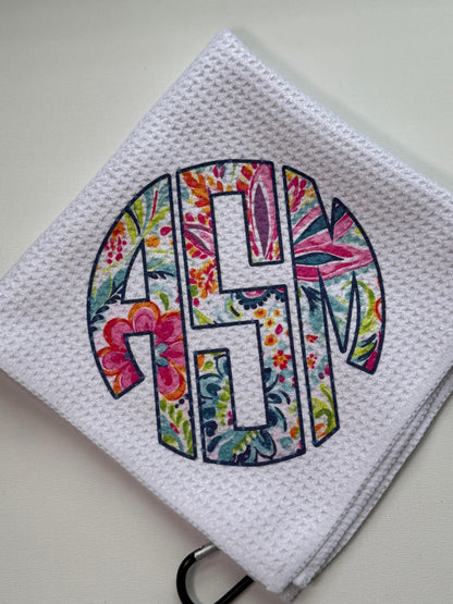 Personalized Circle Monogram Golf Towel