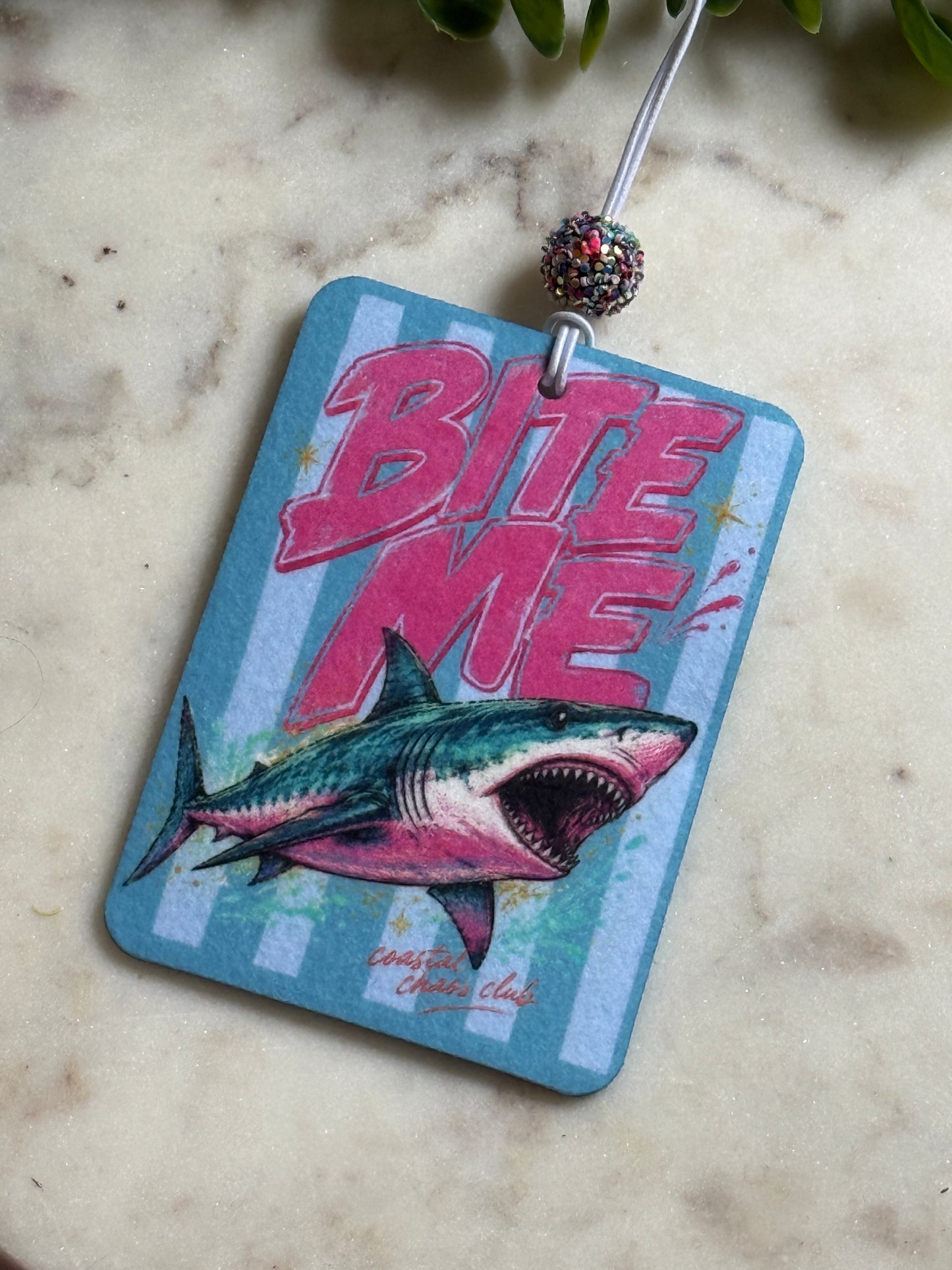 Bite Me Shark Car Air Freshener Charm, Unscented Hanging Car Accessory