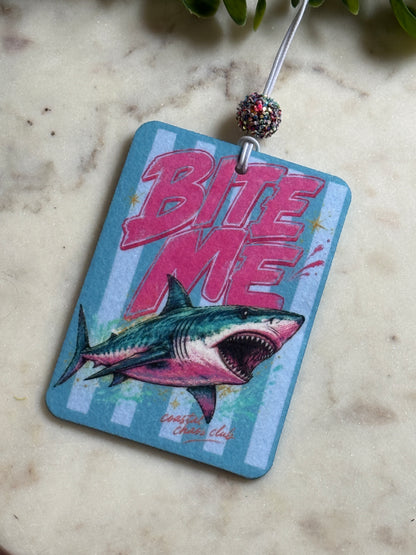 Bite Me Shark Car Air Freshener Charm, Unscented Hanging Car Accessory