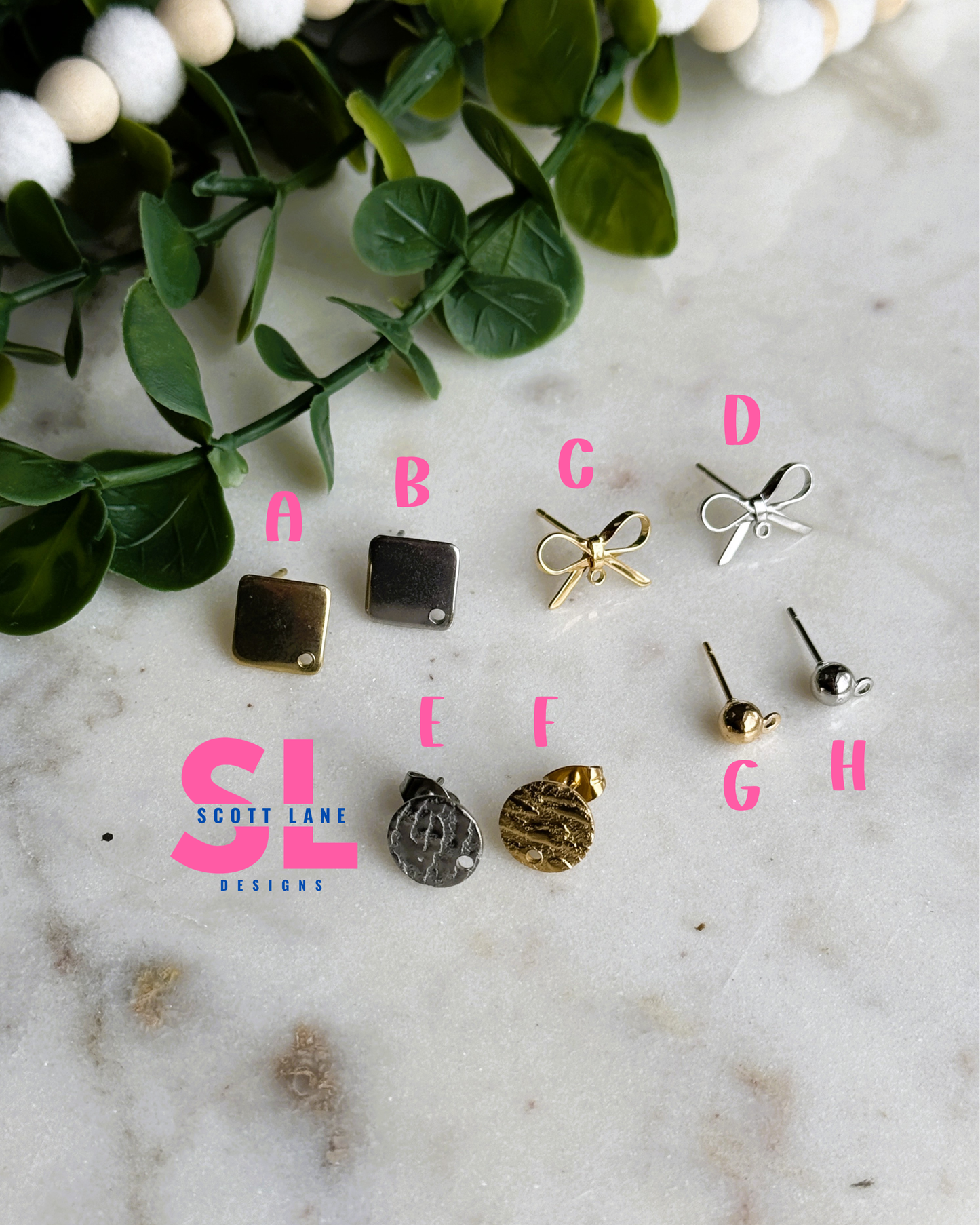 Blue Floral Rectangle Earrings