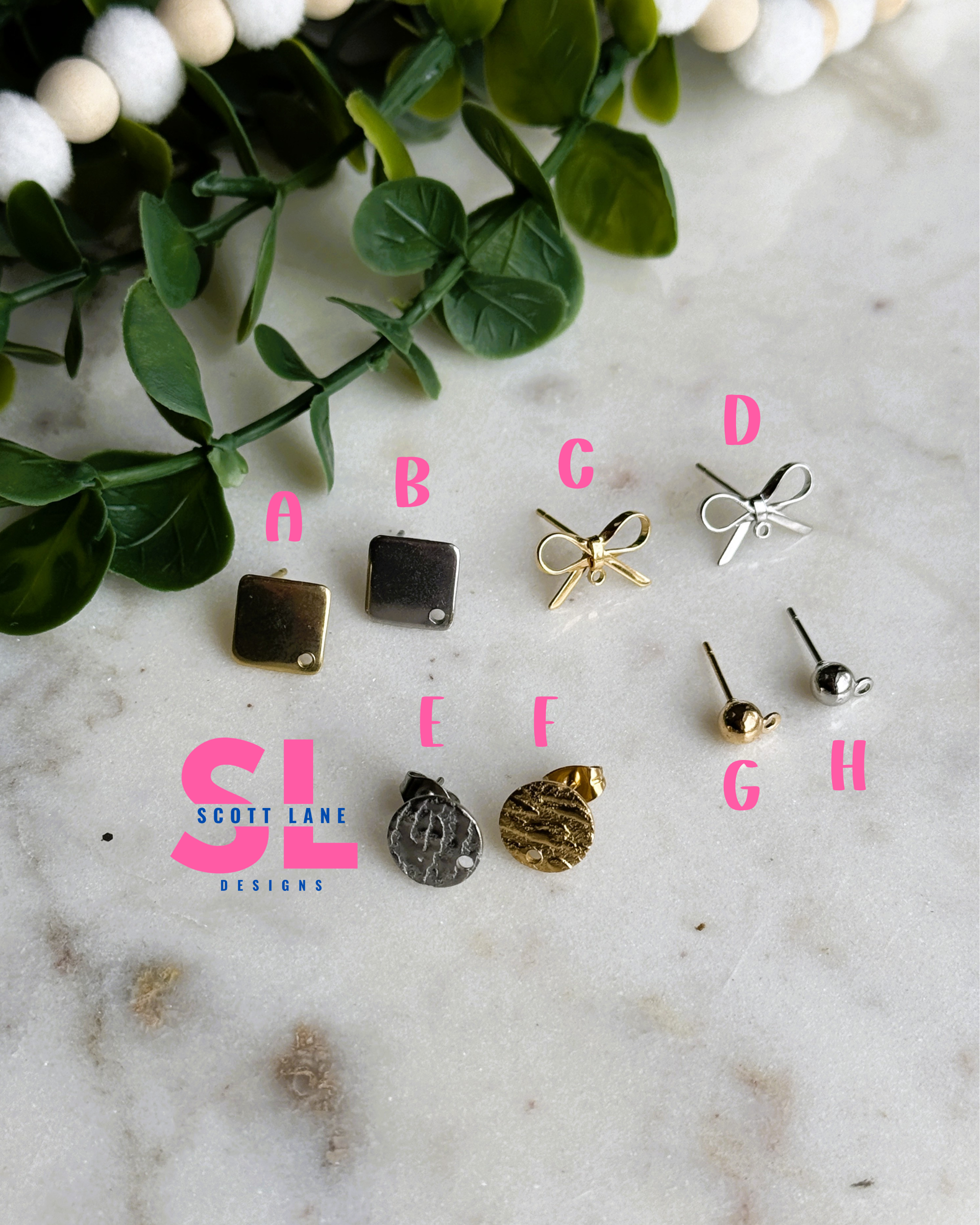 Blue Floral Rectangle Earrings