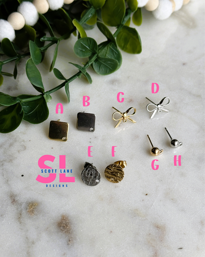 Blue Floral Rectangle Earrings