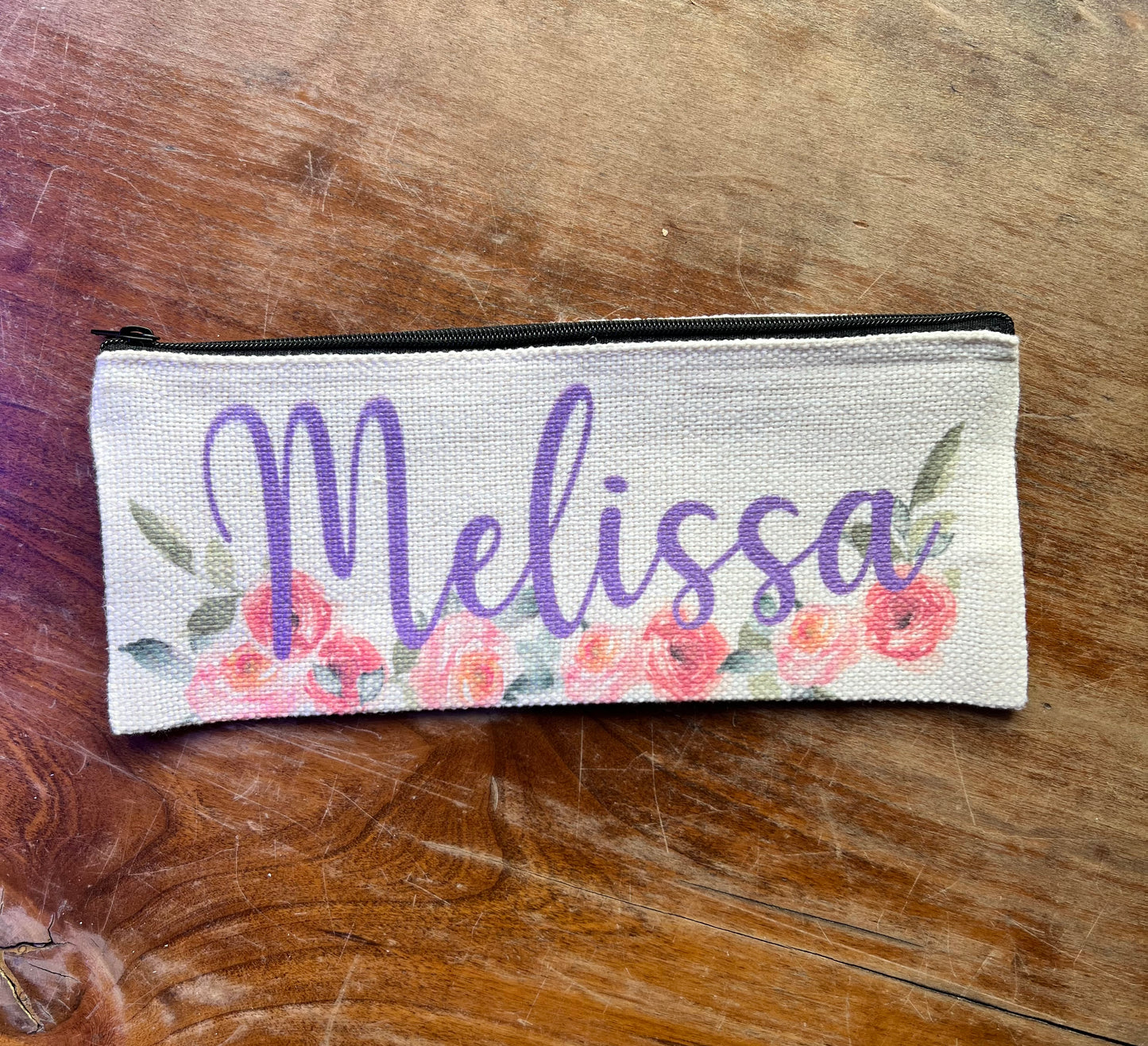 Personalized Floral Pouch