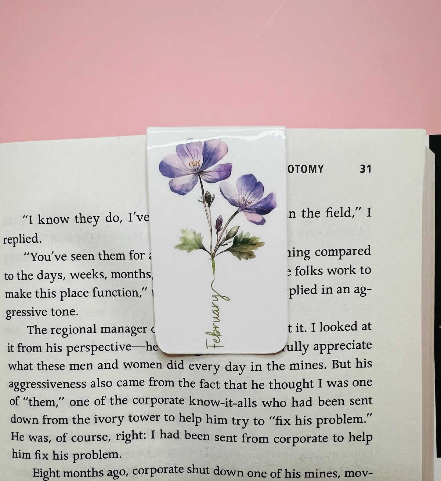 February Birth Flower Magnetic Bookmark