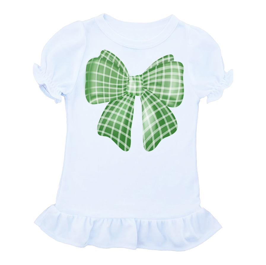 Kids Gingham Bow Ruffle Tee