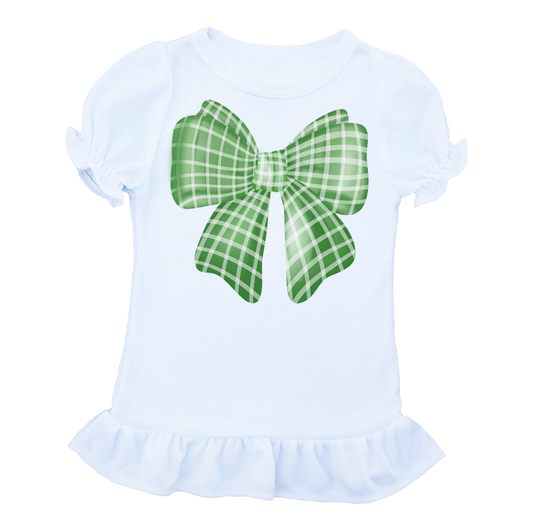 Kids Gingham Bow Ruffle Tee