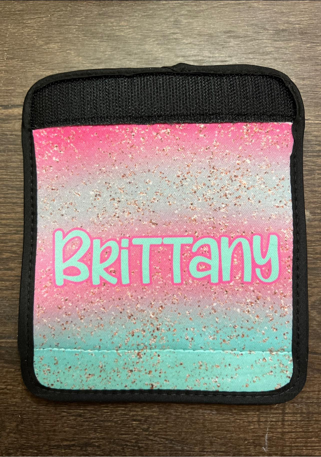 Personalized Pink and Seafoam Luggage Finder Handle Wrap