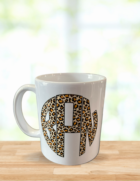 Leopard Print Monogram Mug