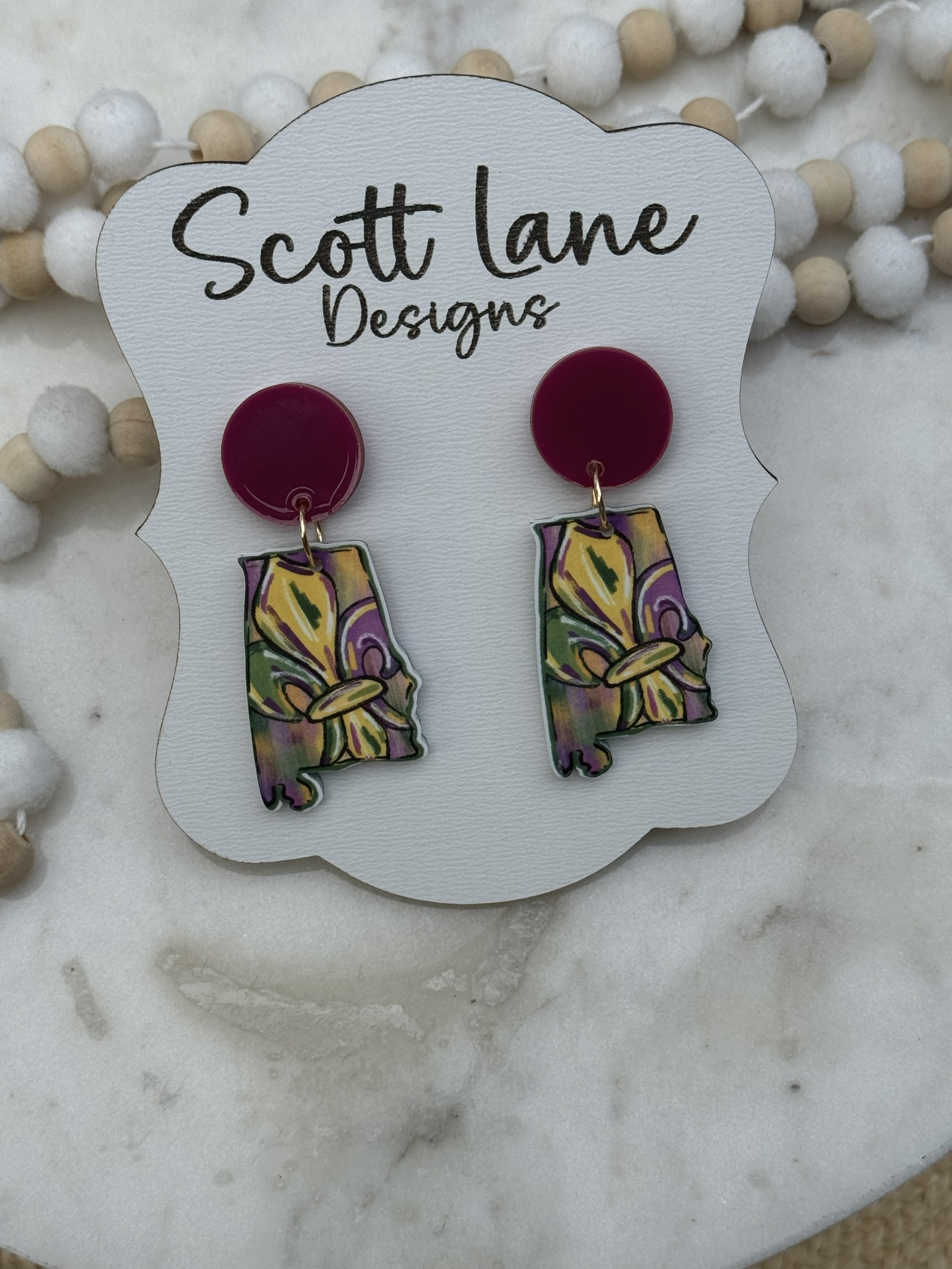 Alabama Mardi Gras Earrings