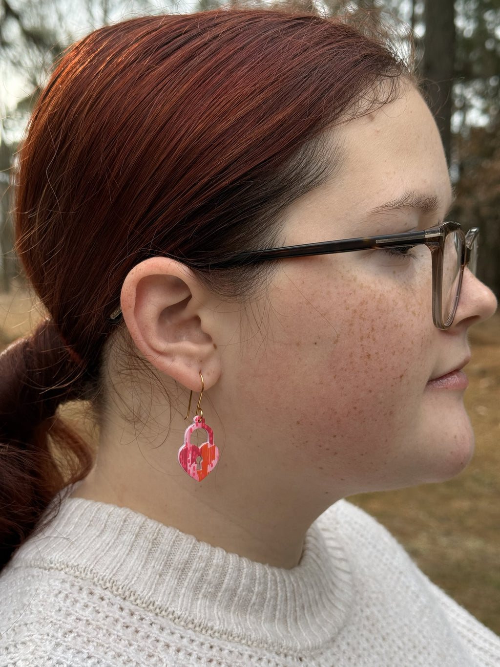 Preppy Heart Lock Earrings
