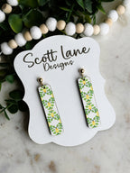 Lemon Floral Bar Earrings