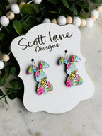 Floral Animal Print Easter Bunny Earrings