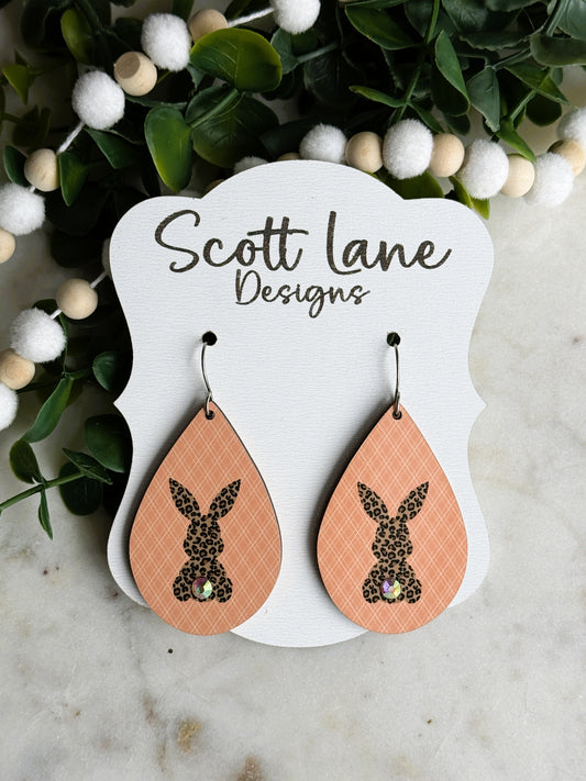 Leopard Print Bunny Teardrop Earrings