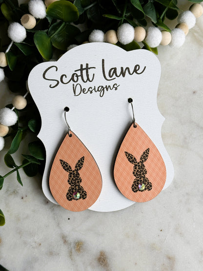 Leopard Print Bunny Teardrop Earrings