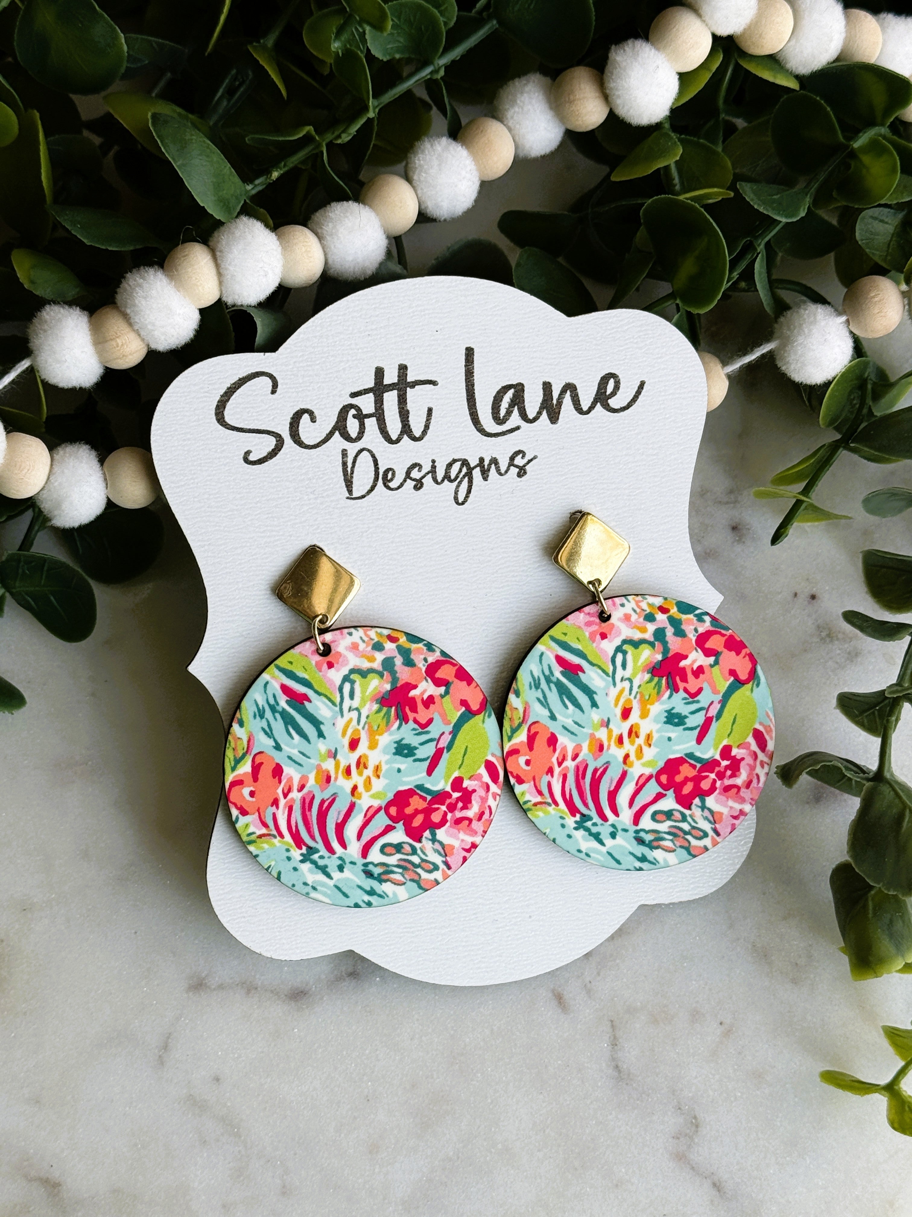 Colorful Floral Statement Earrings