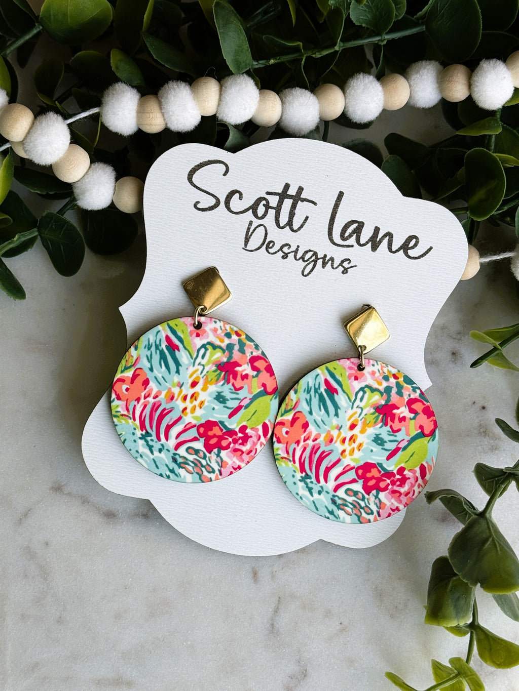 Colorful Floral Statement Earrings