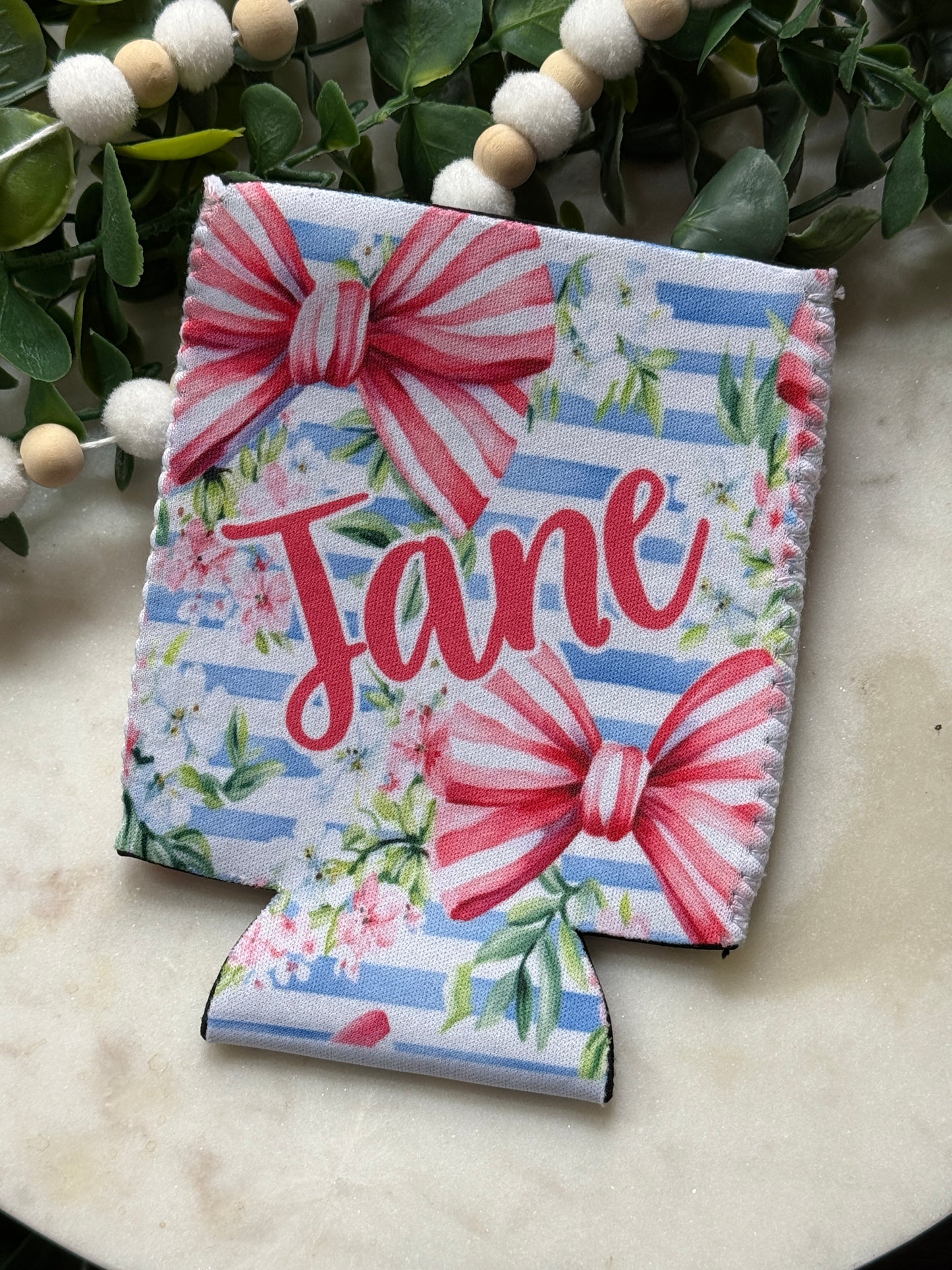 Personalized Bows & Flowers Can Cooler