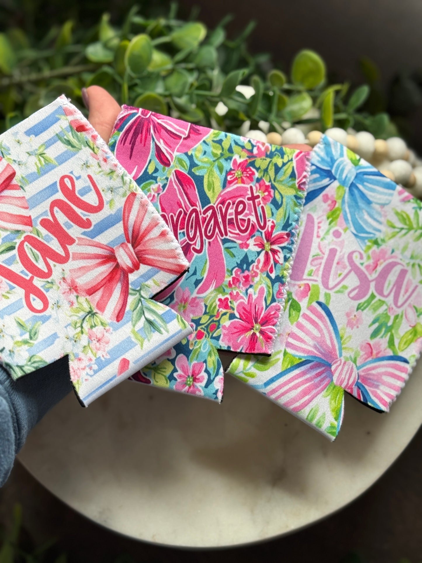 Personalized Bows & Flowers Can Cooler