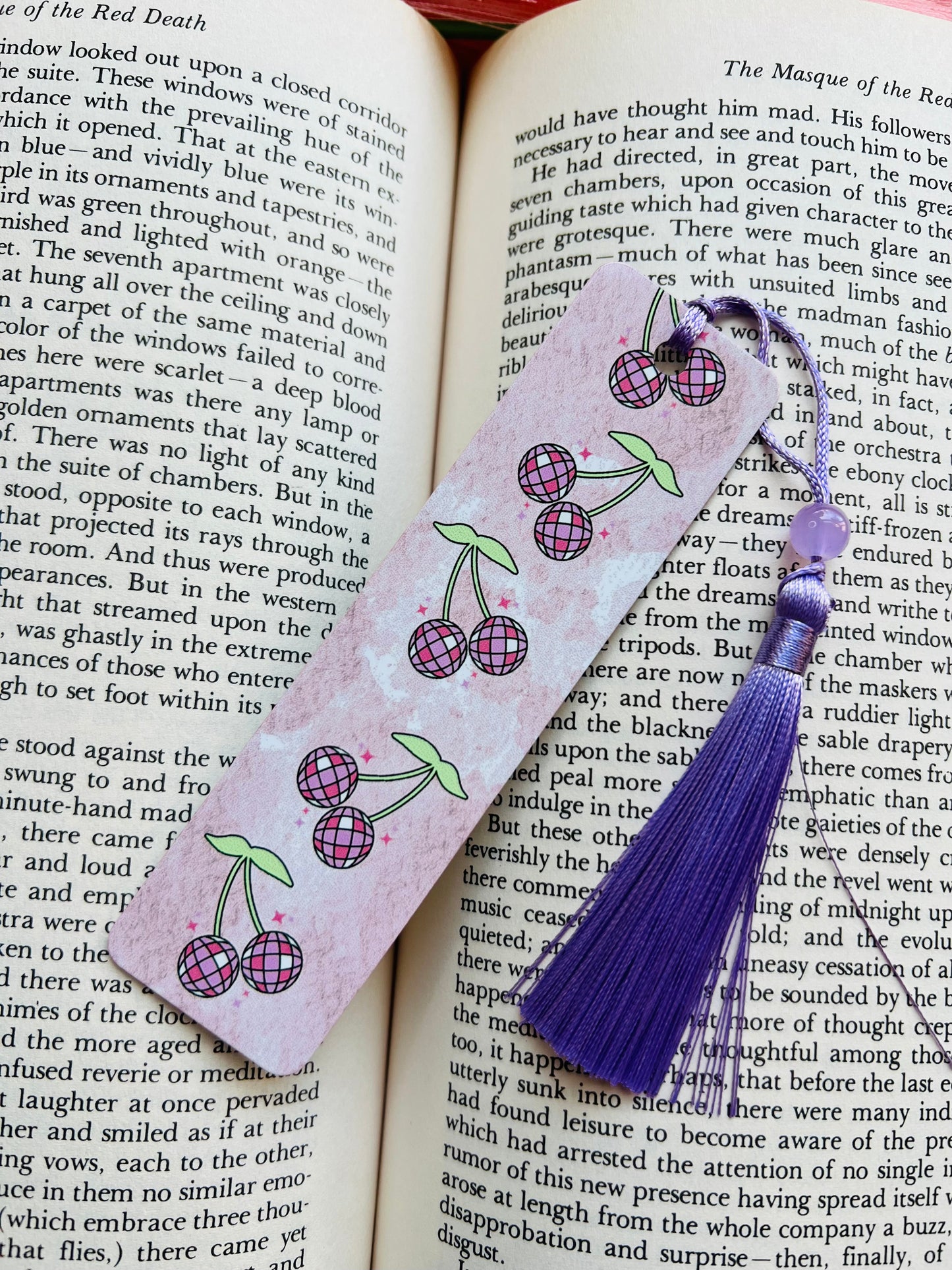 Cherry Disco Ball Bookmark