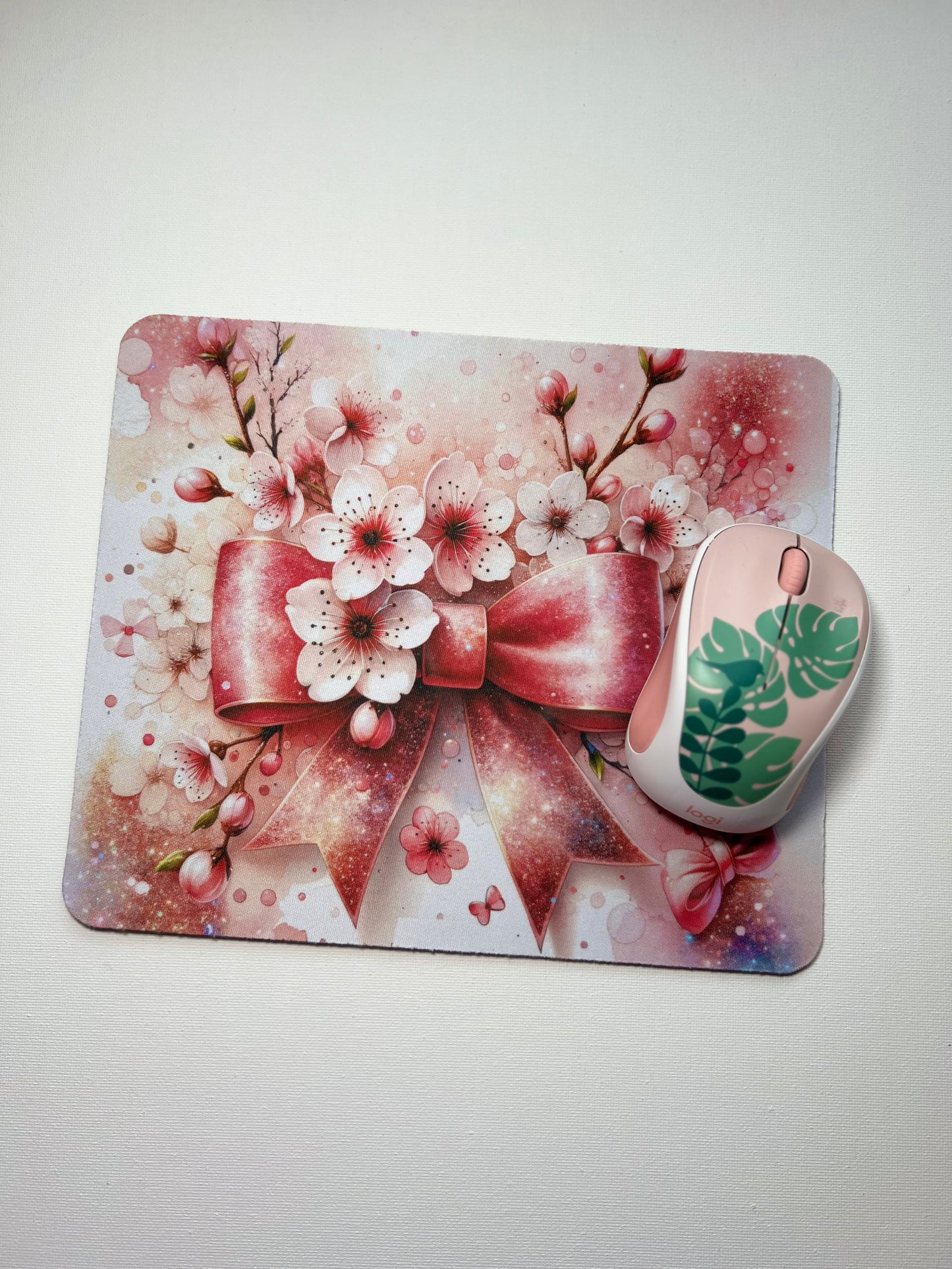 Cherry Blossoms & Bows Mouse Pad