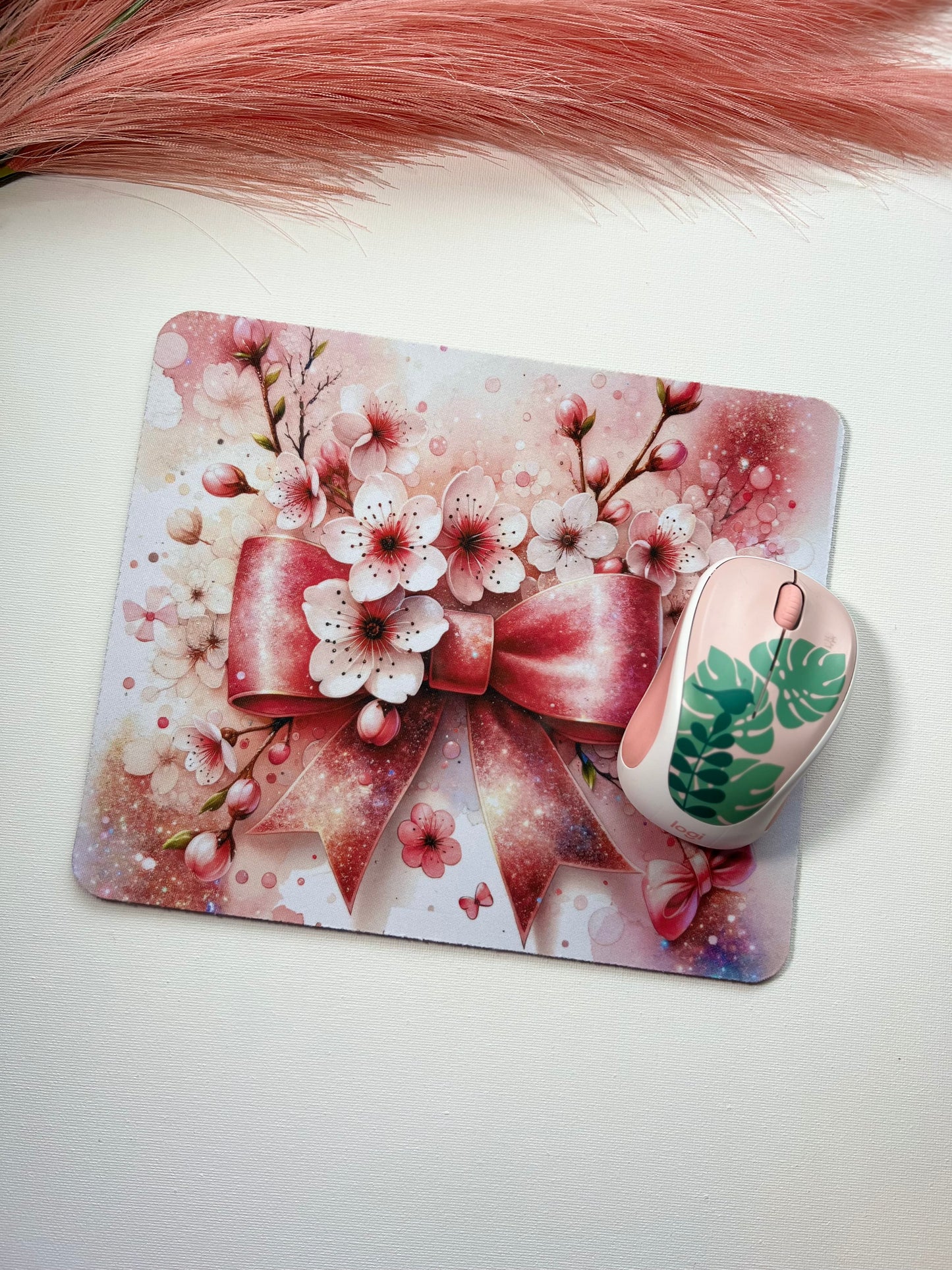 Cherry Blossoms & Bows Mouse Pad