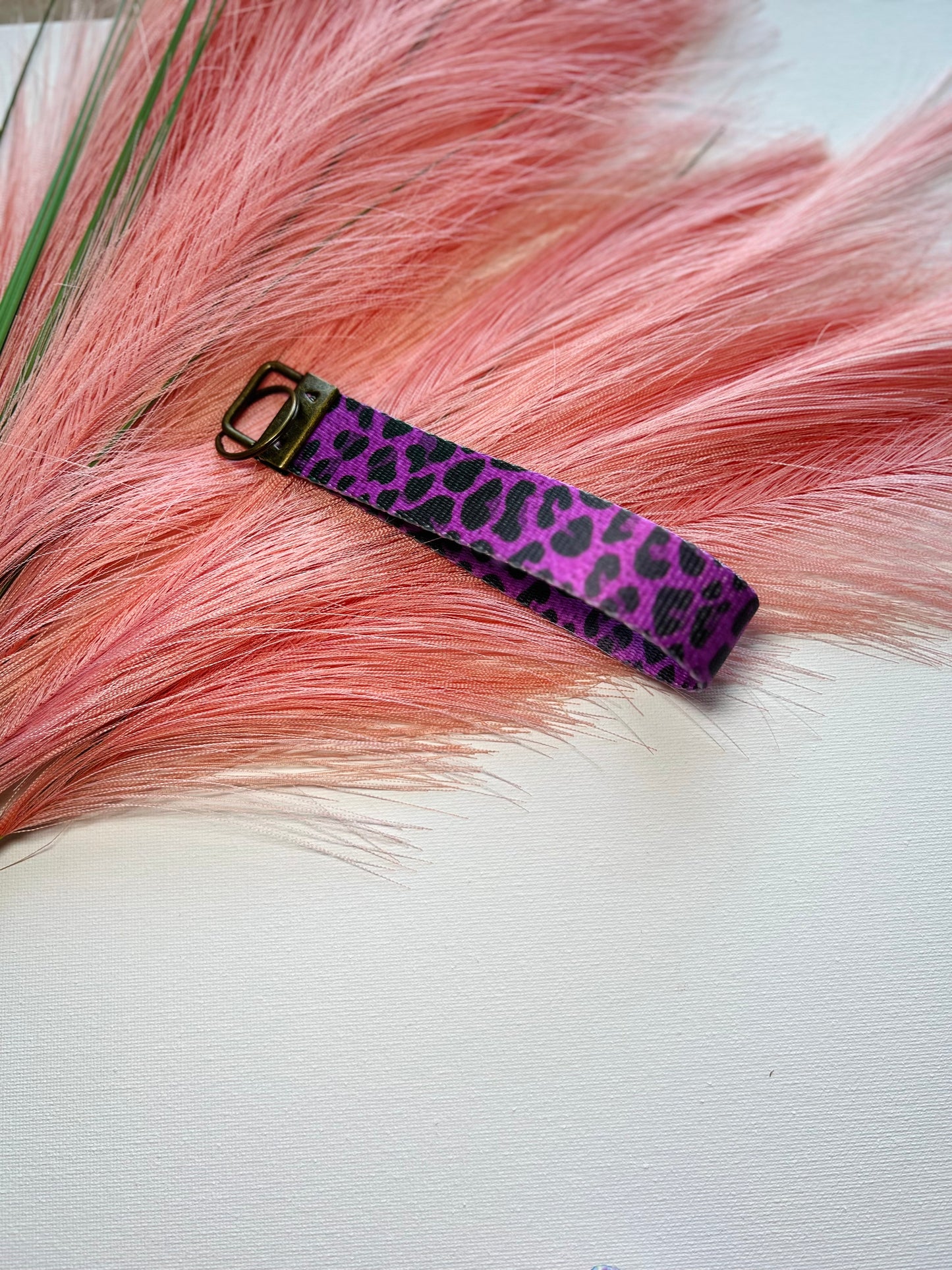 Burlap Leopard Print Keychain