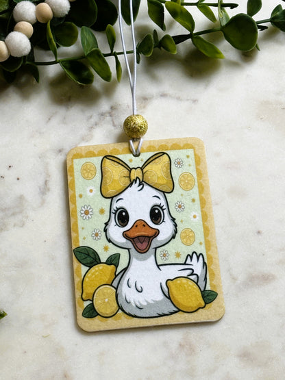 Preppy Lemon Duck Unscented Car Air Freshener Charm