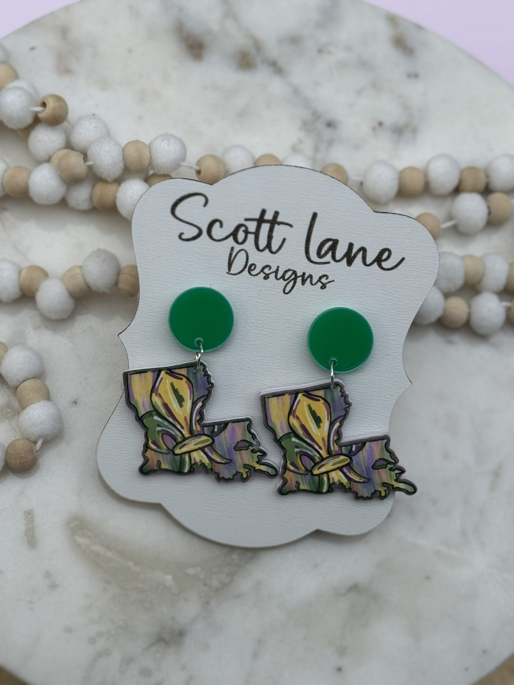 Louisiana Mardi Gras Earrings