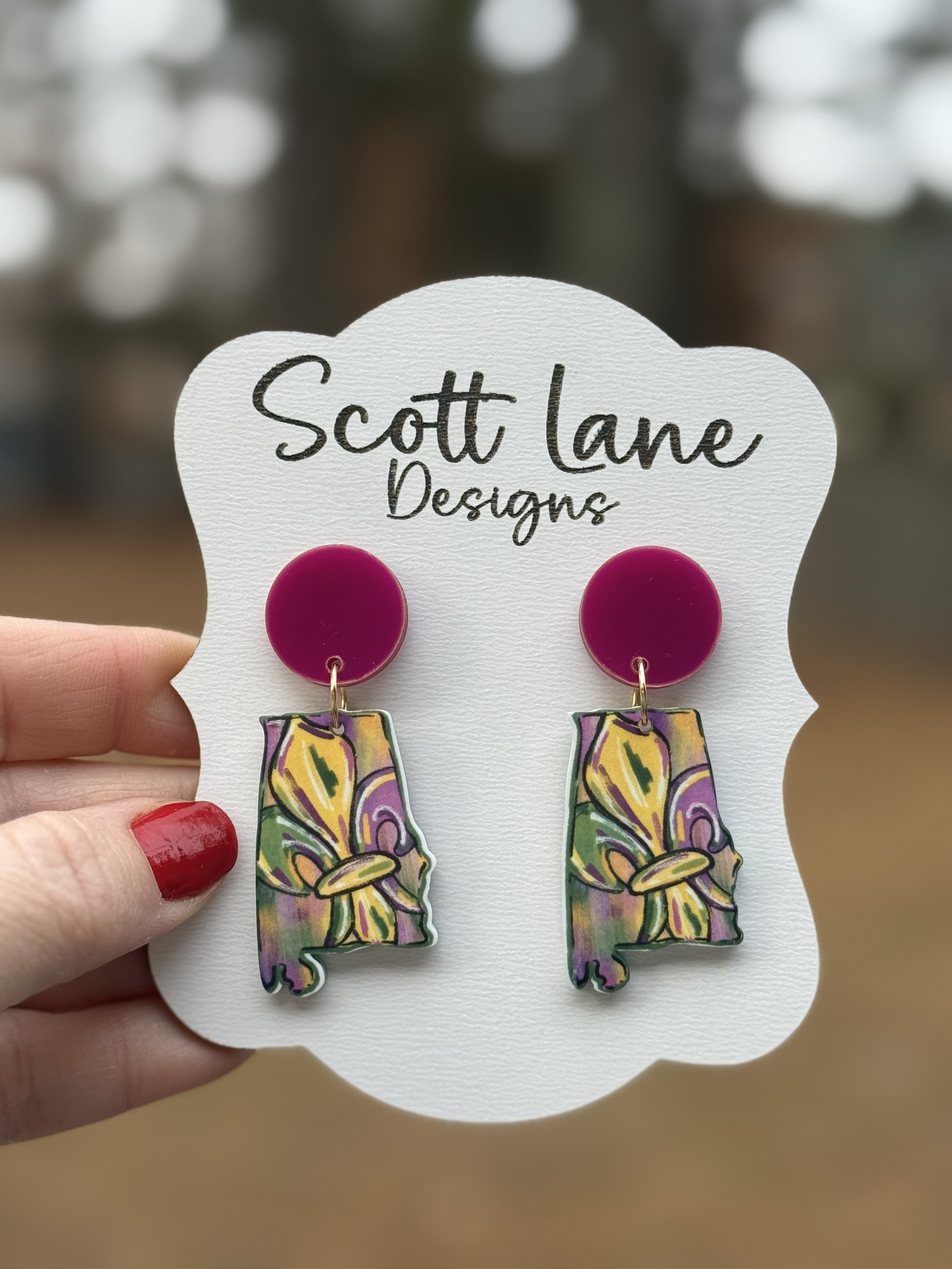 Alabama Mardi Gras Earrings
