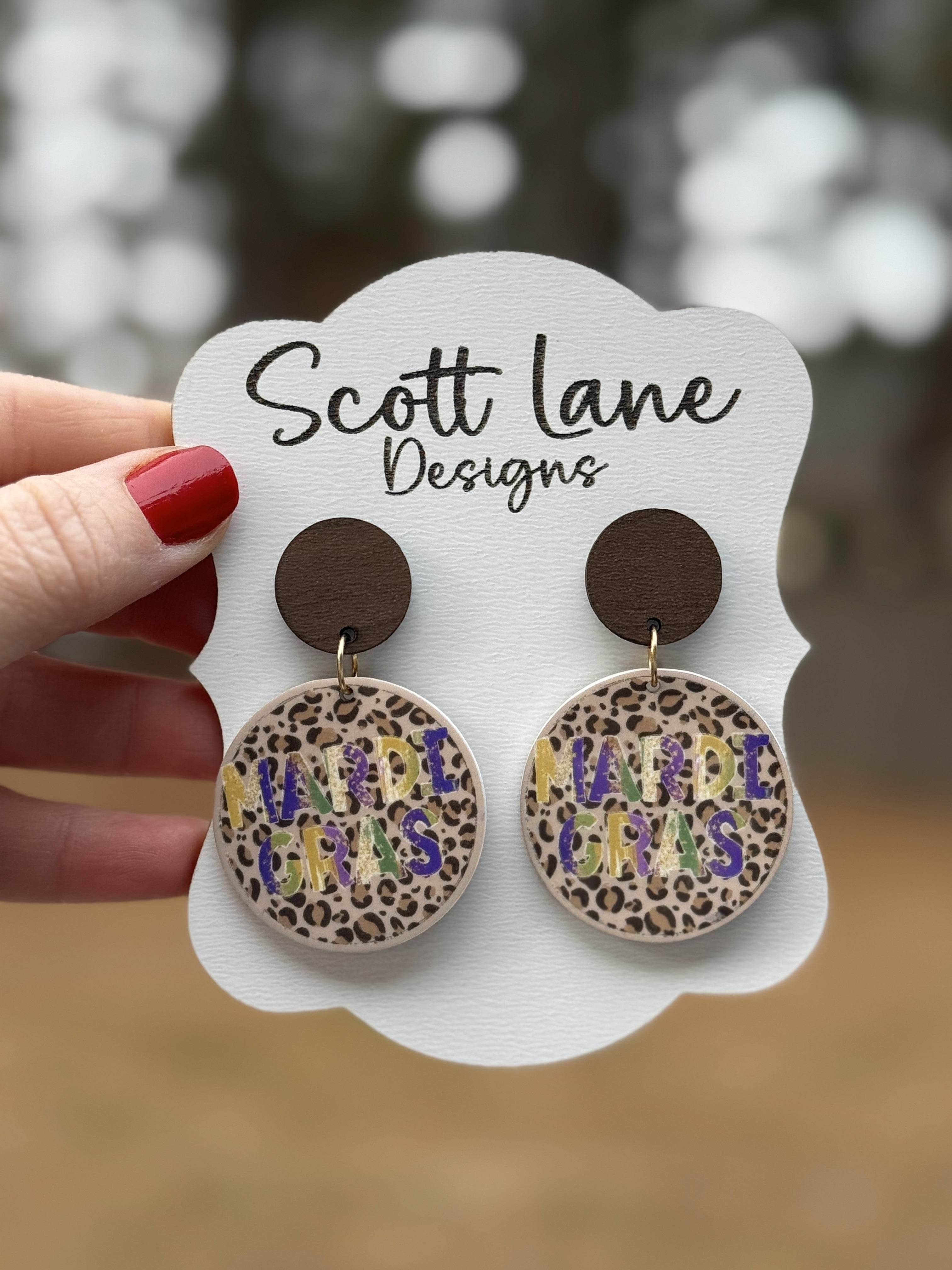 Mardi Gras Leopard Print Earrings