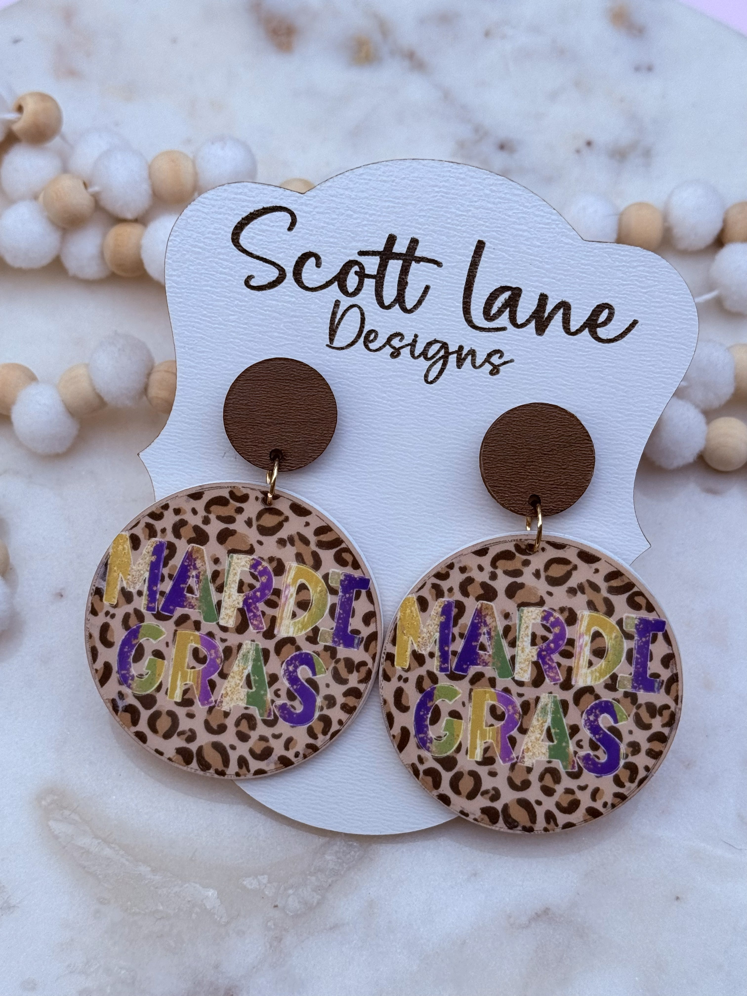 Mardi Gras Leopard Print Earrings