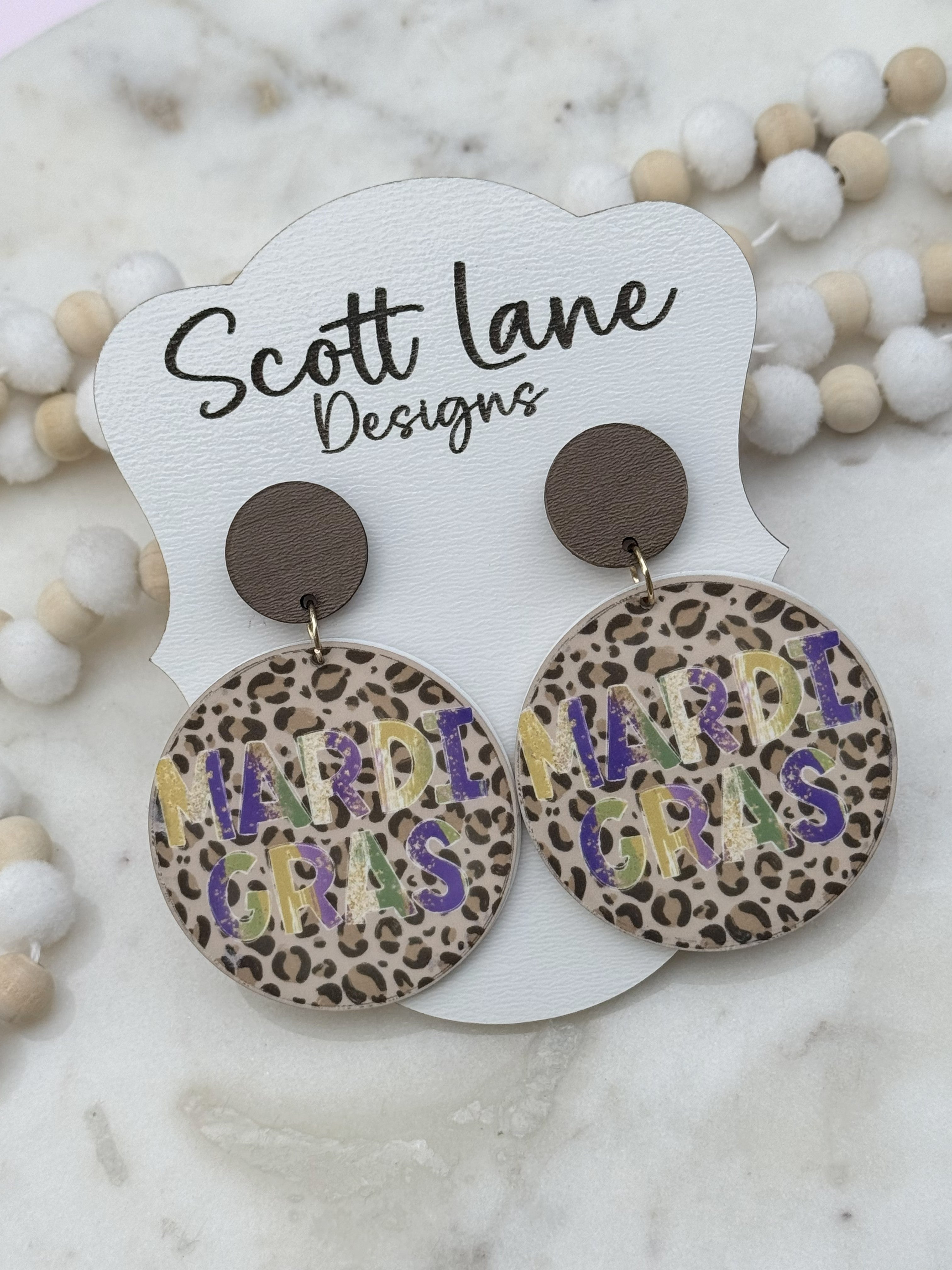 Mardi Gras Leopard Print Earrings