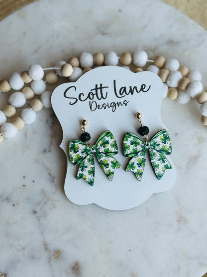 St. Patrick’s Day Bow Earrings