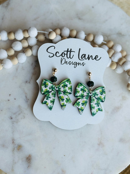 St. Patrick’s Day Bow Earrings