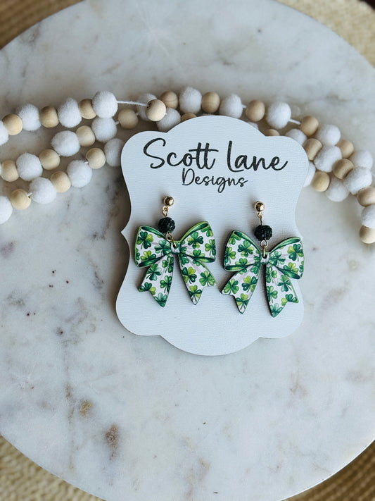 St. Patrick’s Day Bow Earrings