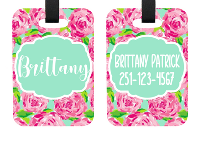 Personalized Floral Rose ID Tag