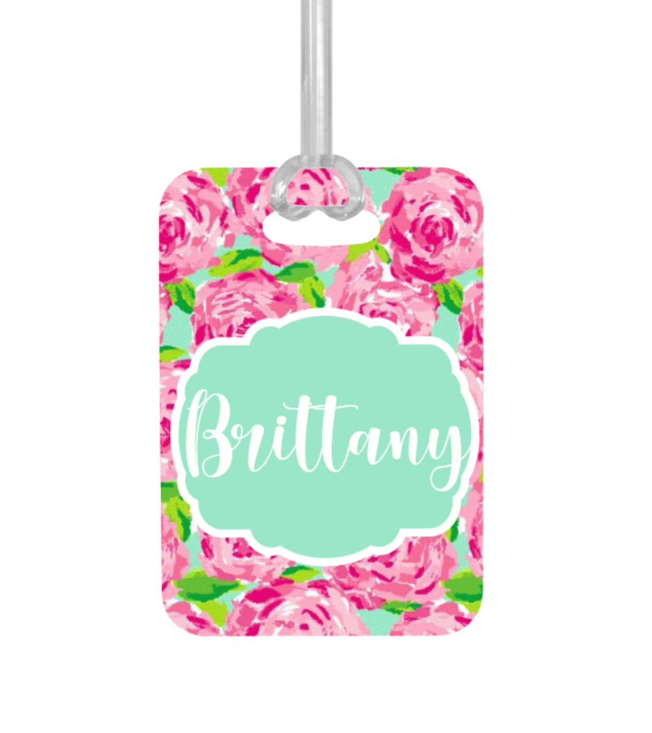 Personalized Floral Rose ID Tag