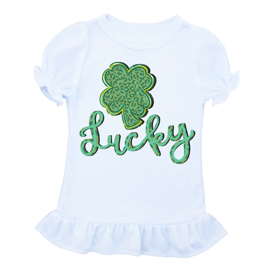 Kids Lucky Shamrock Ruffle Tee