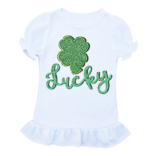 Kids Lucky Shamrock Ruffle Tee