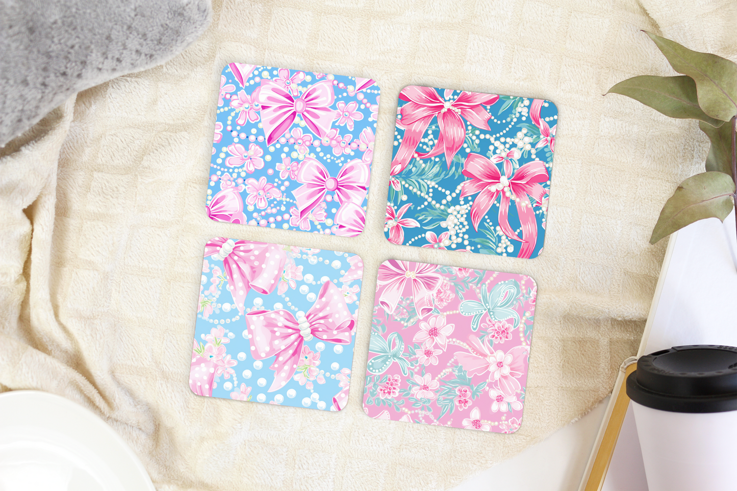 Pearls and Bows Coasters