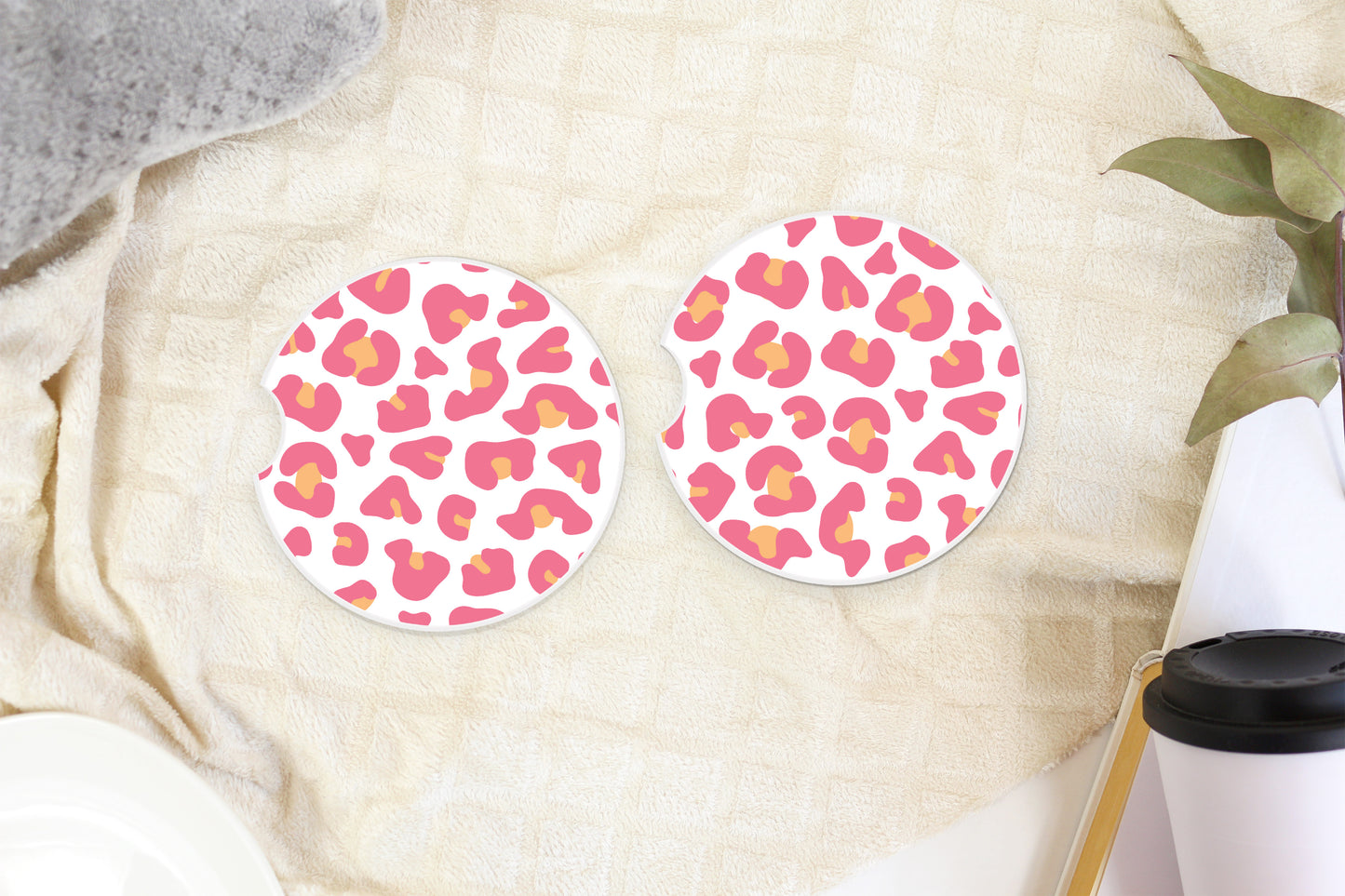 Pink Leopard Car Coaster