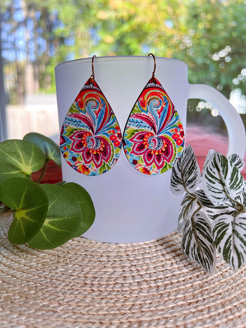 Floral Paisley Sublimated Teardrop Earrings