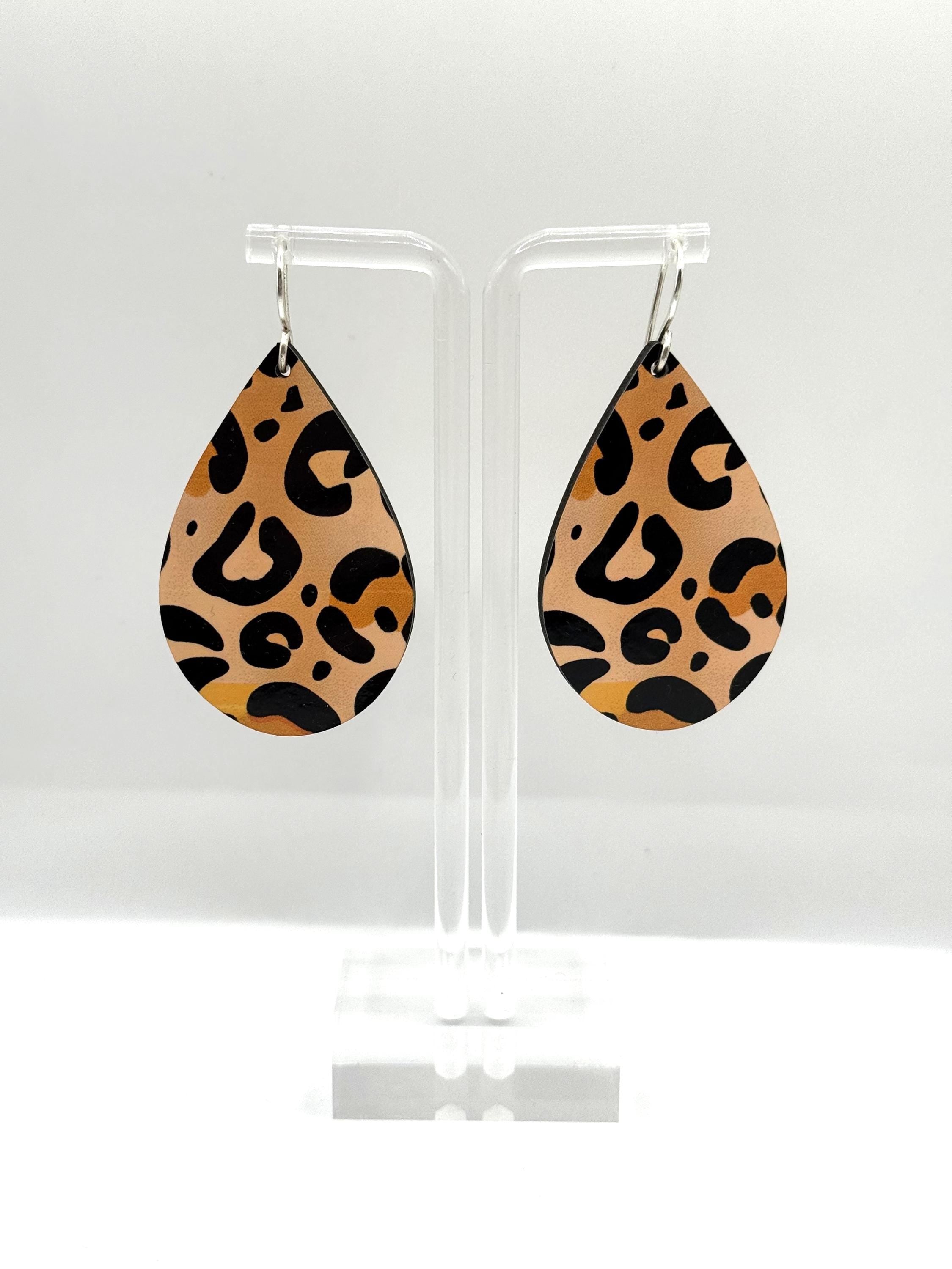 Leopard Print Sublimated Teardrop Earrings