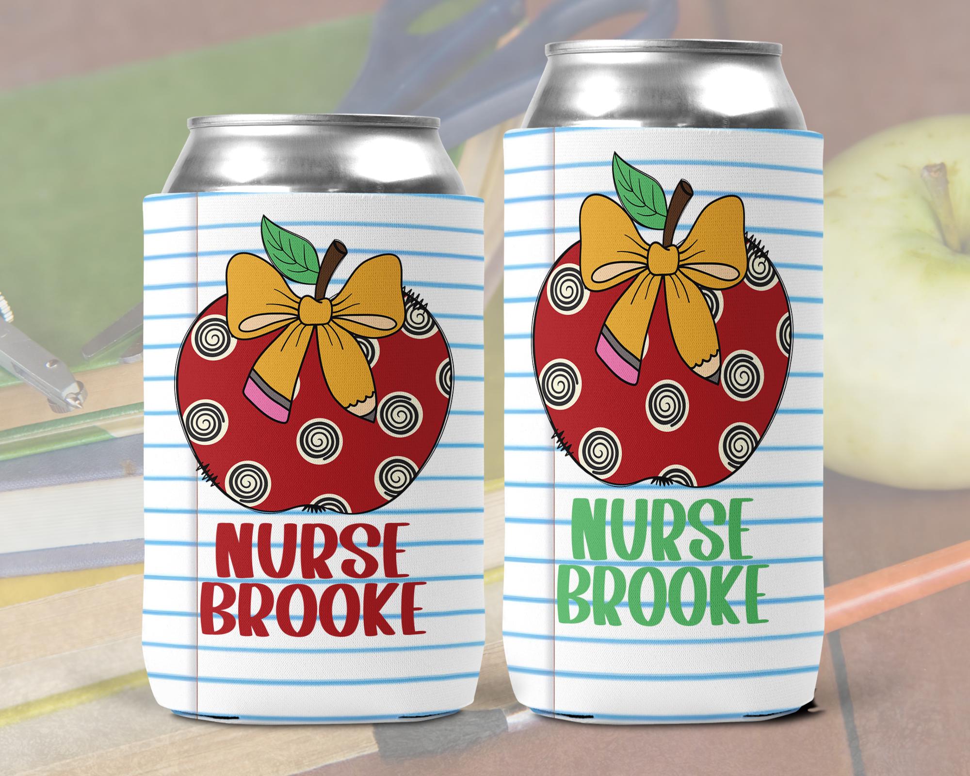 Personalized Apple School Nurse Can Cooler
