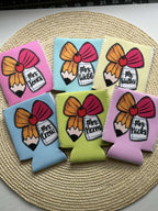 Personalized Pencil Bow Can Cooler