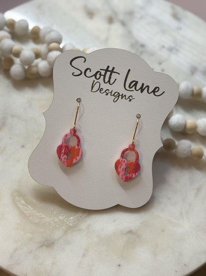 Preppy Heart Lock Earrings