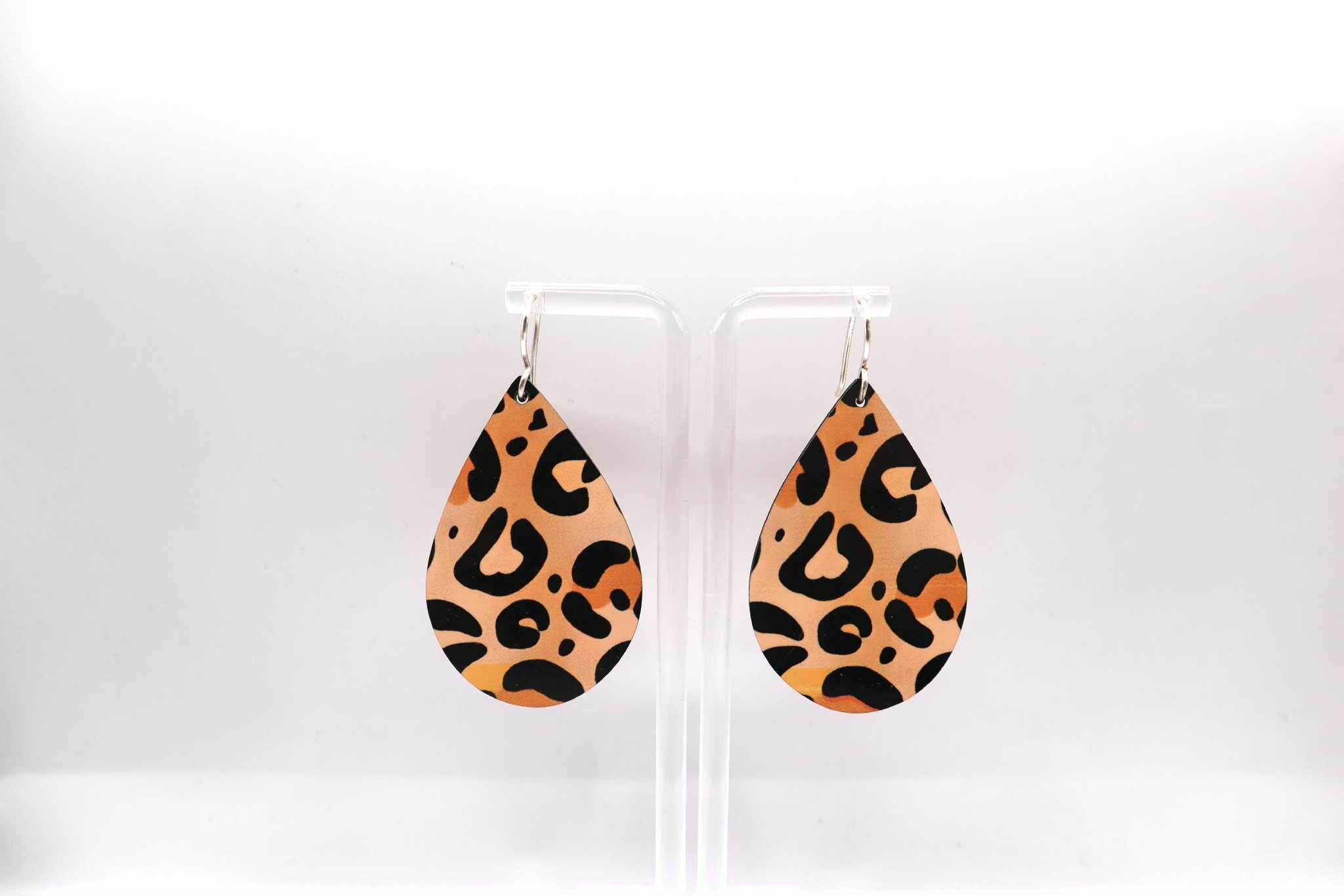 Leopard Print Sublimated Teardrop Earrings